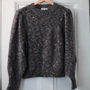 Madewell Pleat-Shoulder Pullover Sweater Blue Grey